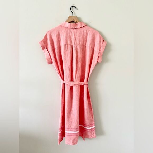 NWT Talbots Linen Popover Shirt Dress in Peach with Stripe Detail - Size M - Picture 4 of 7